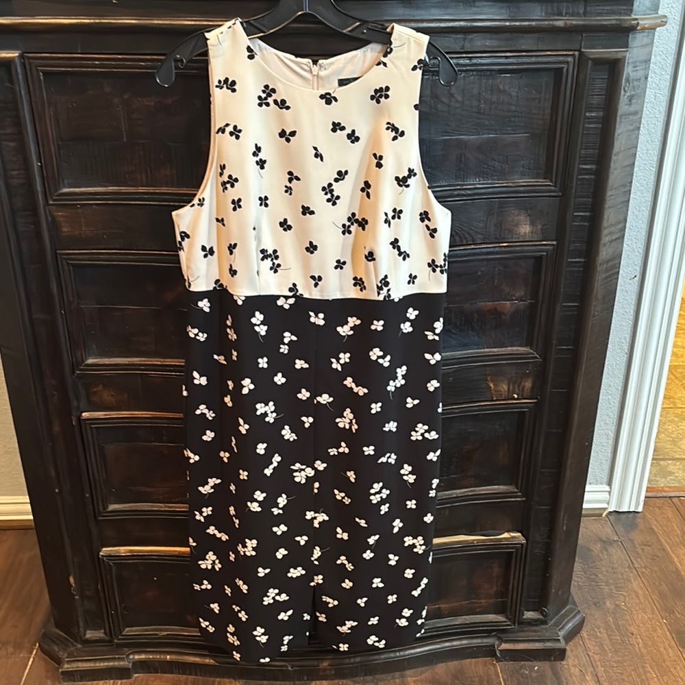 Ann Taylor Black and Cream Floral Dress